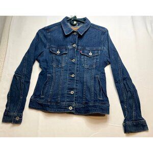 Levi's denim jean jacket youth kids medium long sleeve button up blue